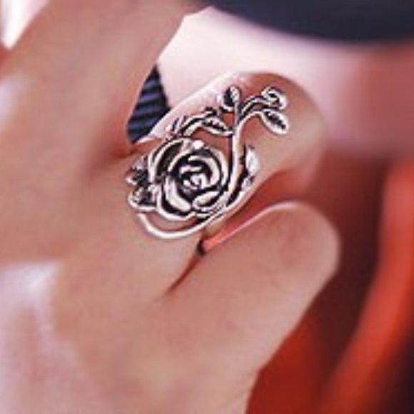 Ring ~ Rose Flower ~ .925 Sterling Silver ~ Solid - Picture 5 of 7